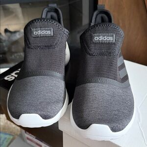 Adidas Black and Gray Athletic Slip-Ons